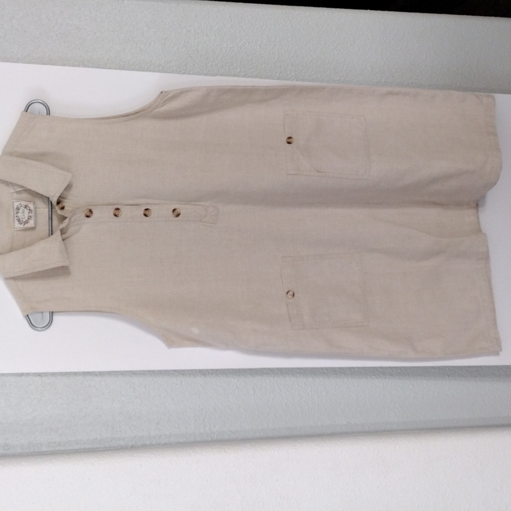 Sleeveless Linen Blend Shift Dress